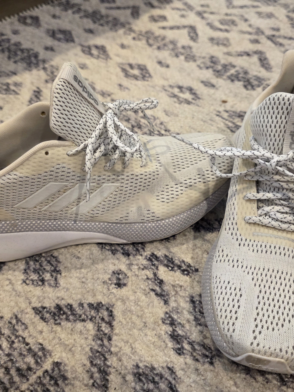 adidas Women’s Light Gray and White Mesh Running Shoes